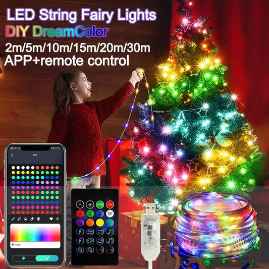 Bluetooth Smart String Fairy Lights Christmas Garland Light Waterproof