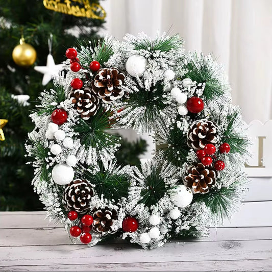 Snowflake Pine Cone Christmas Artificial Wreath