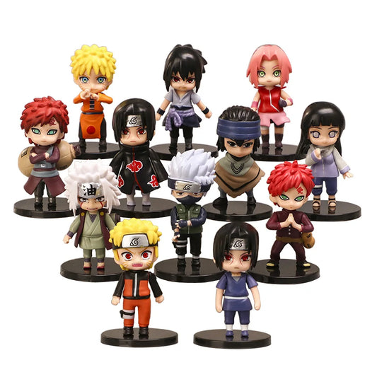 Anime Naruto Shippuden Hinata Sasuke Itachi Kakashi Gaara Anime Figure Q Version 12Pcs/Set