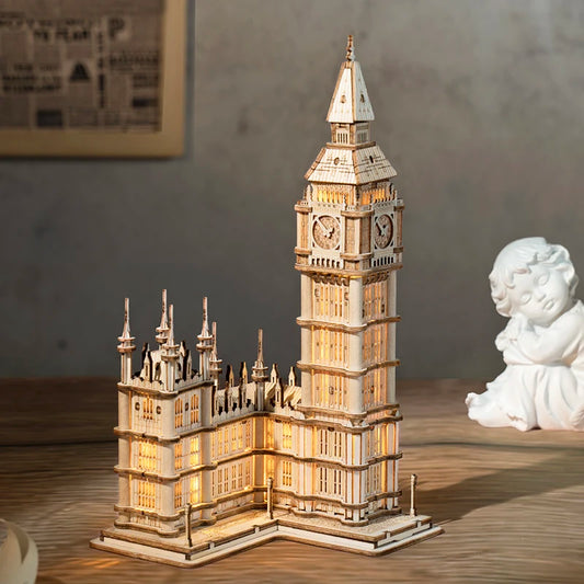 3D Wooden Puzzle Building Kit – Big Ben, Tower Bridge, Pagoda Models for Kids & Birthday Gifts