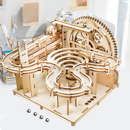 3D Wooden Marble Run Puzzle Kit – DIY Mechanical Model Toy