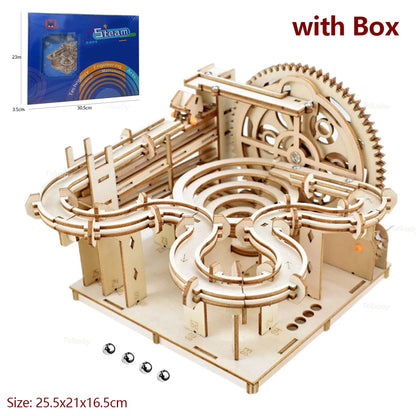 3D Wooden Marble Run Puzzle Kit – DIY Mechanical Model Toy