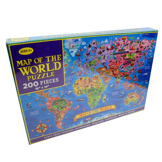 200-Piece Wooden World Map Puzzle