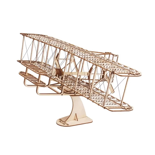 DIY Wood Model Aircraft Set Wood Puzzle DIY Wright Flyer Model Airplanes Set for Children Adult Woodcraft Set to Build Gift G182