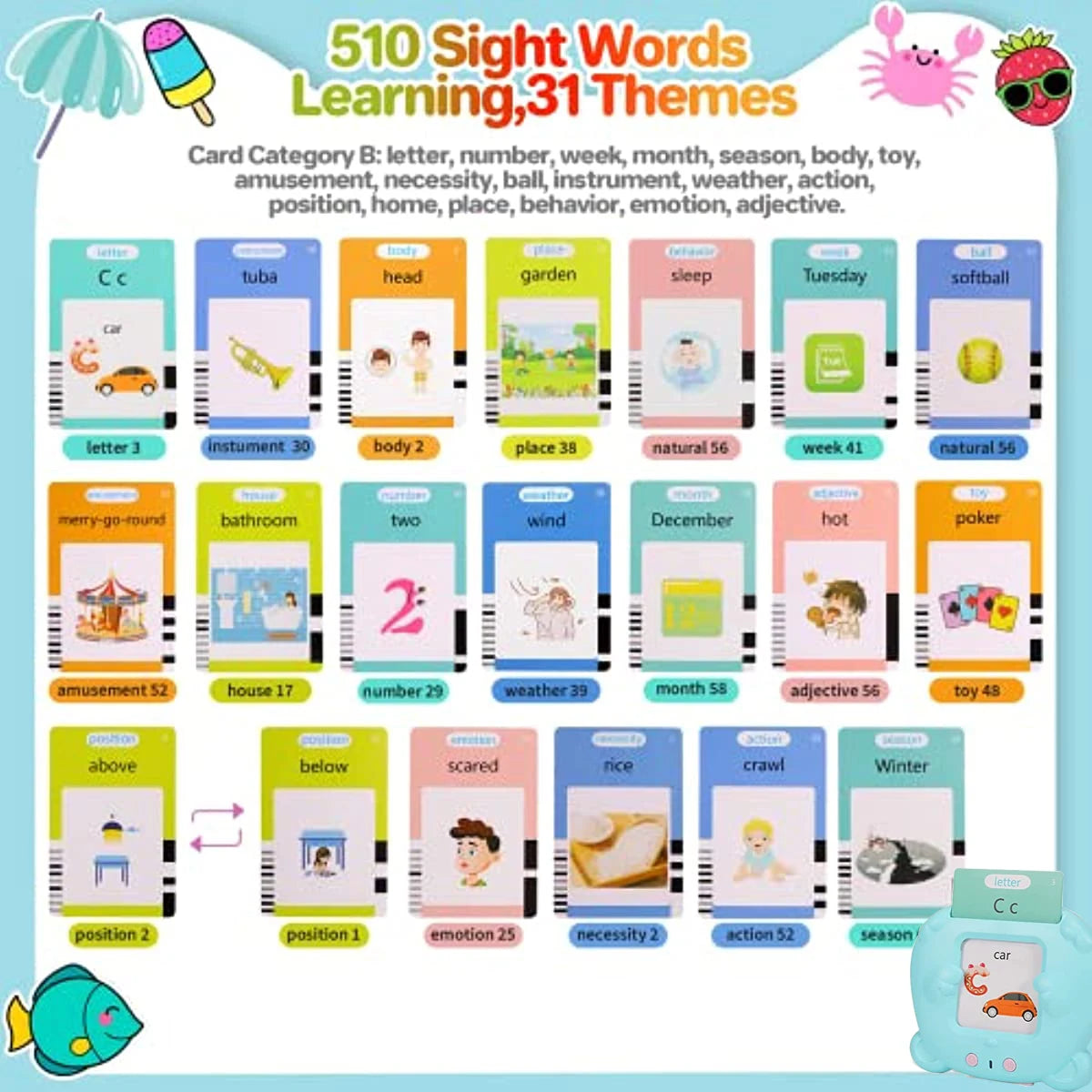 Talking Flash Cards Learning Machine – Kid's Language and English Learning Toy