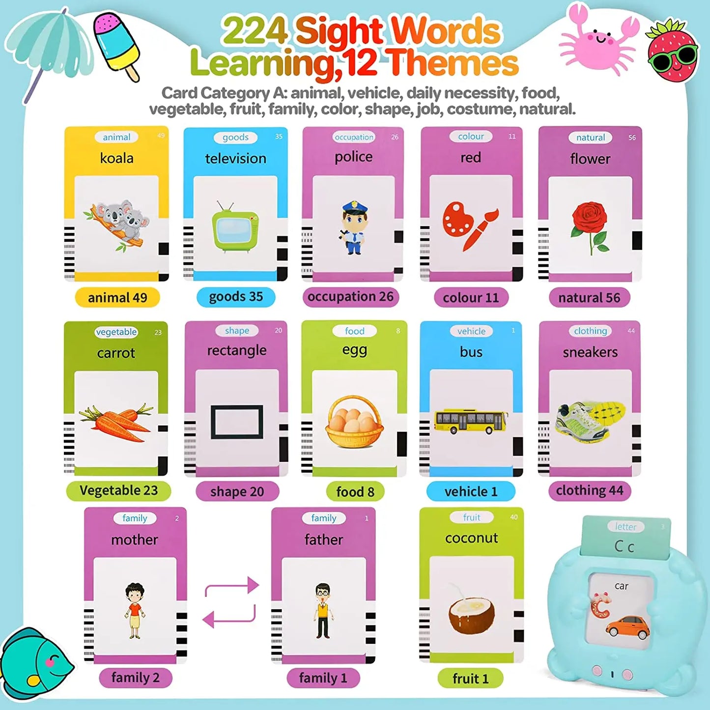 Talking Flash Cards Learning Machine – Kid's Language and English Learning Toy